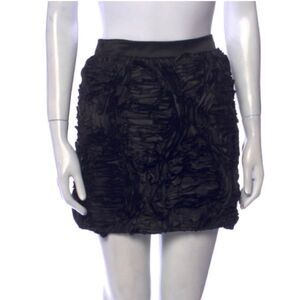 Tibi Y2K Black Silky Textured Ruffled Accents Party Mini Skirt Sz 4